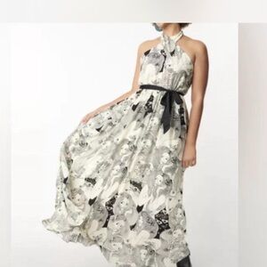 Elegant Black and White Halter Dress